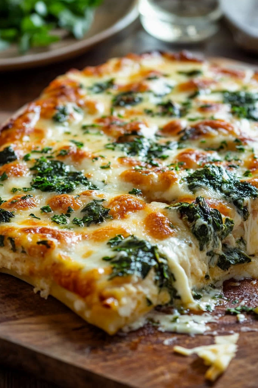 Cheesy Chicken, Spinach, and Artichoke Lasagna