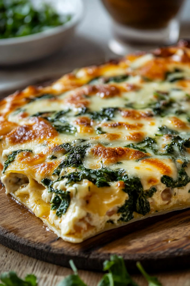 Cheesy Chicken, Spinach, and Artichoke Lasagna