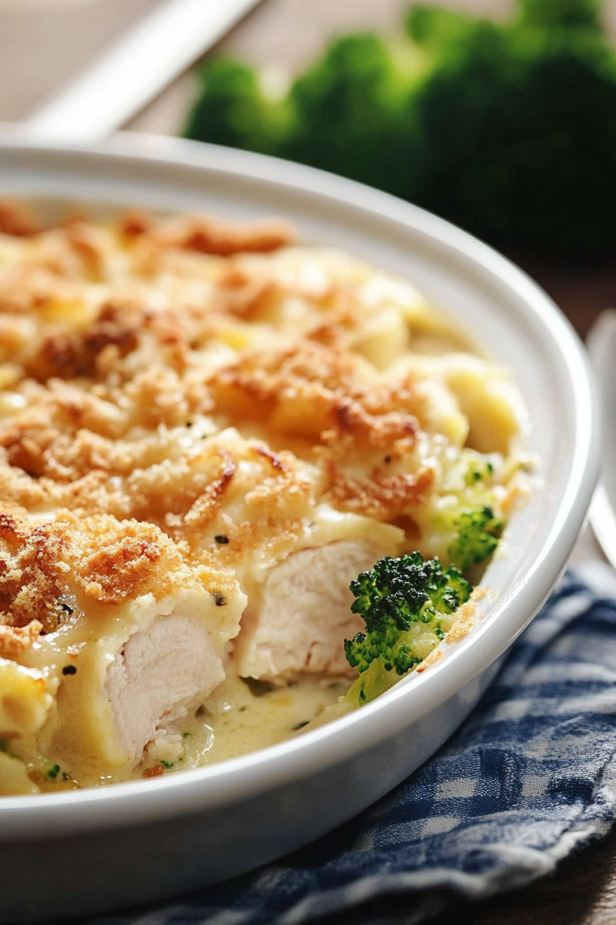 Chicken and Broccoli Baked Alfredo