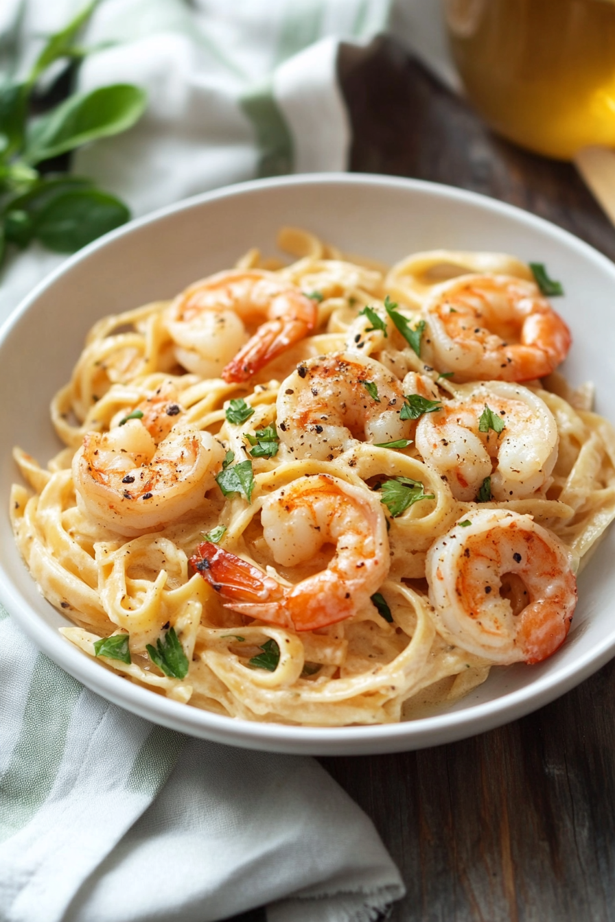 Creamy Shrimp Fettuccine Pasta With Homemade Alfredo Sauce