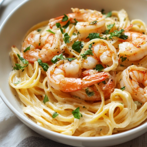 Creamy Shrimp Fettuccine Pasta With Homemade Alfredo Sauce