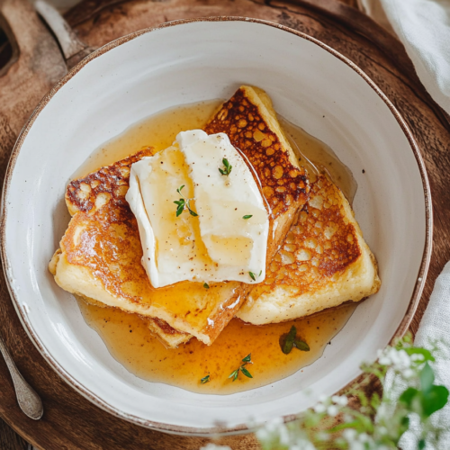 Feta Cheese French Toast with Spiced Honey Syrup