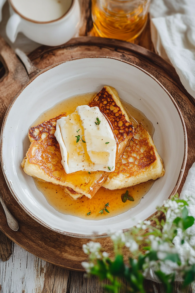 Feta Cheese French Toast with Spiced Honey Syrup