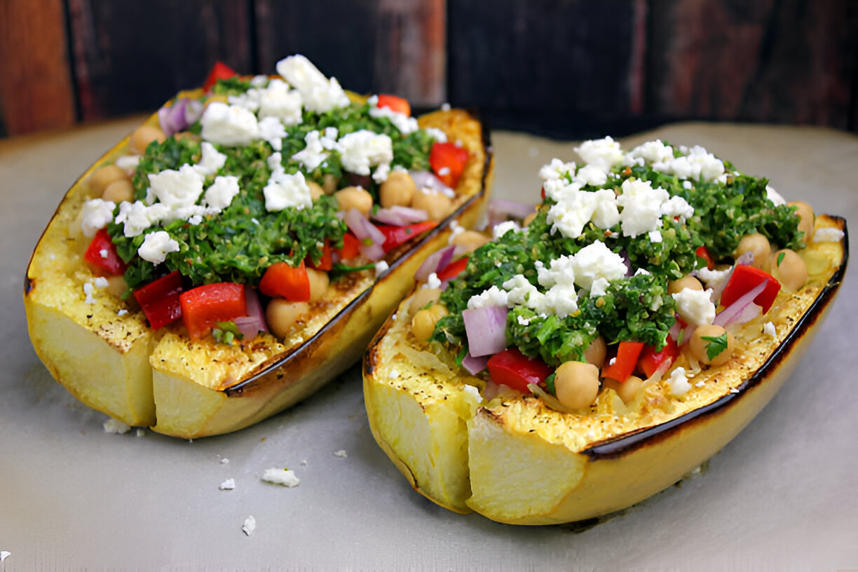 Instant Pot Vegan Spaghetti Squash with Pesto