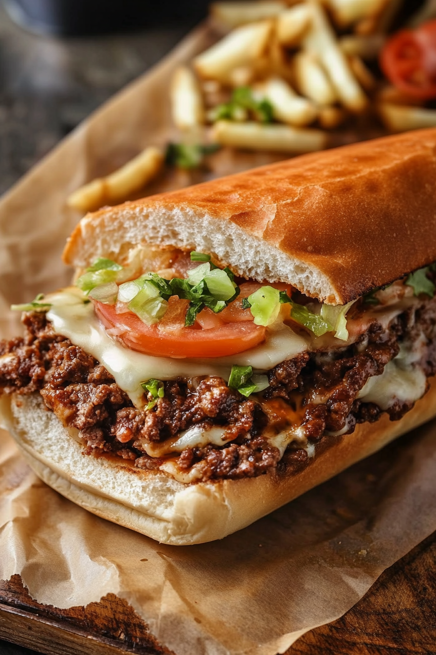 ground beef philly cheese steak