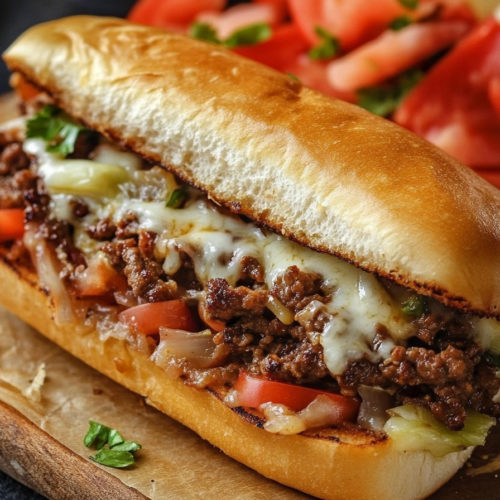ground beef philly cheese steak