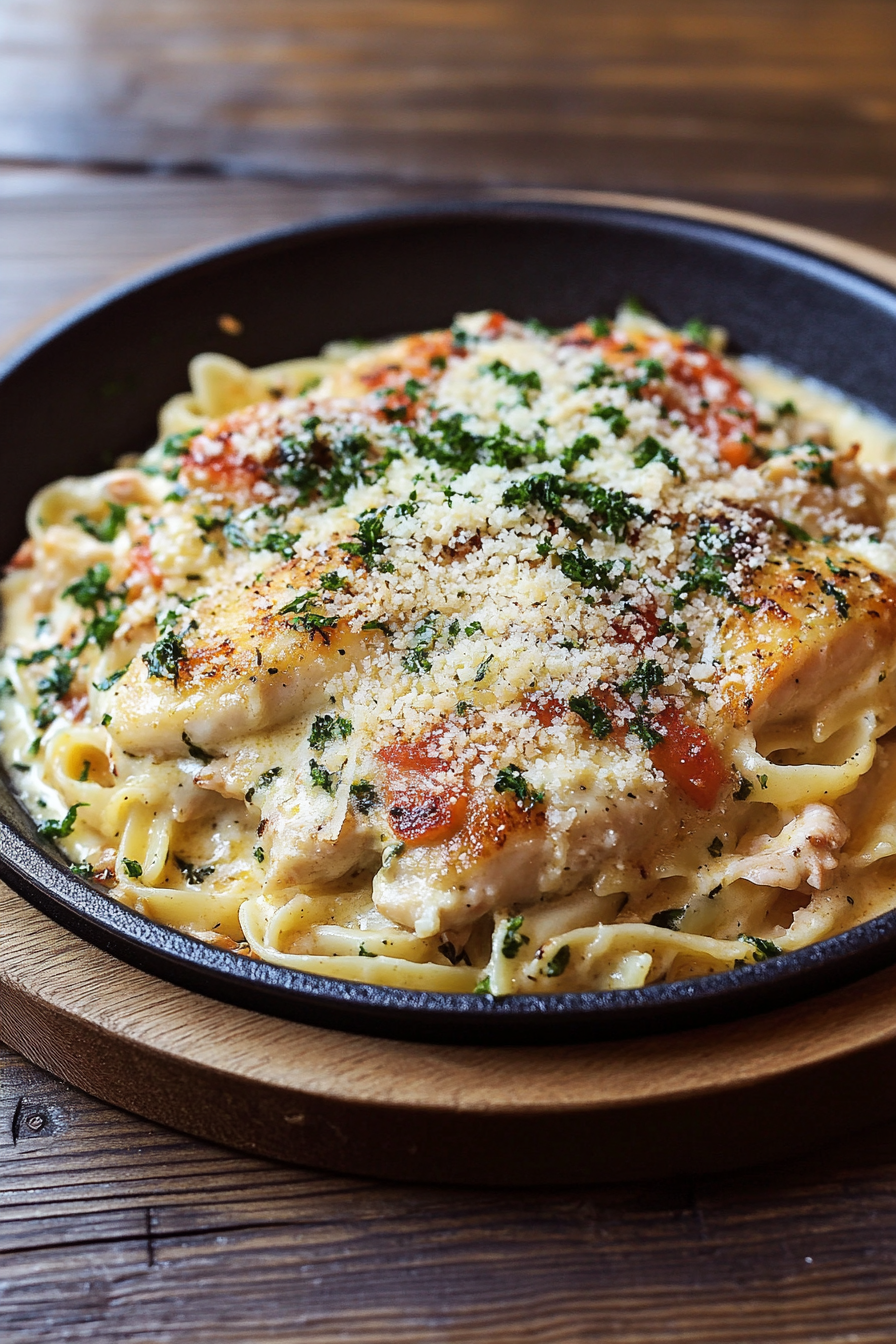 Garlic Parmesan Chicken Pasta Bake