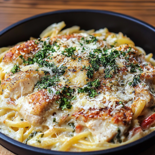 Garlic Parmesan Chicken Pasta Bake