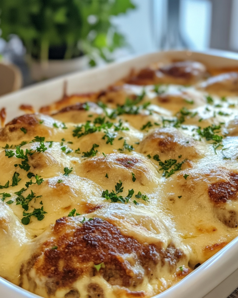 Cheesy Baked Meat Patties In Creamy Sauce taken with iphone 15 pro max --iw 2 --ar 4:5 --v 6.1 --raw