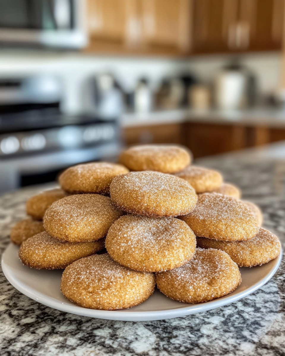 Pumpkin snickerdoodles served on a rustic plate showing tender pull texture