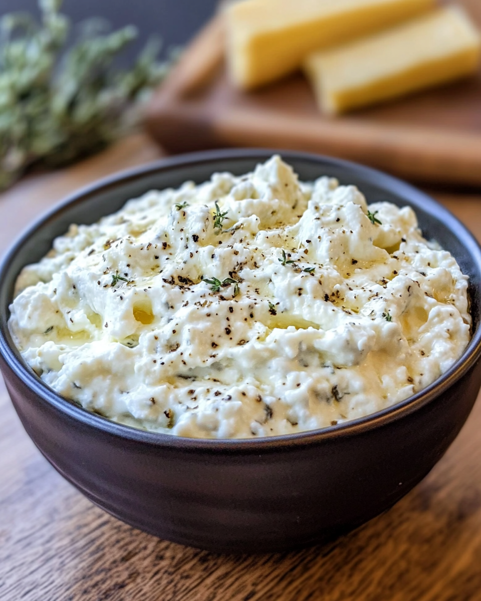 Fresh ingredients for cottage cheese herb dip including cottage cheese, lemon, garlic, basil, and Dijon mustard