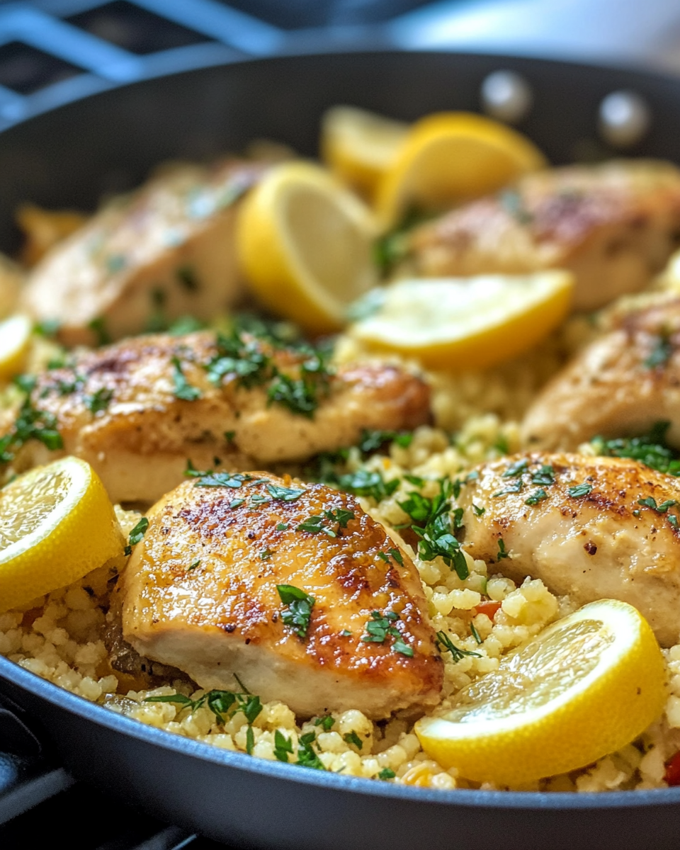 Lemon Chicken And Couscous In One Pan taken with iphone 15 pro max --iw 2 --ar 4:5 --v 6.1 --raw