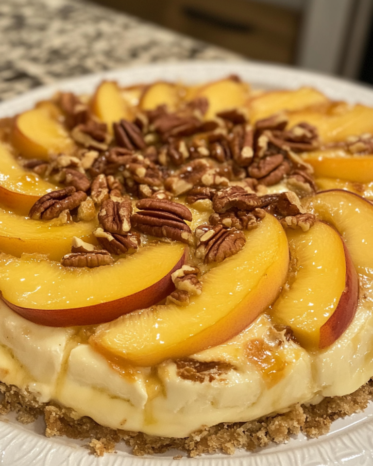 Peach & Pecan Baked Brie taken with iphone 15 pro max --iw 2 --ar 4:5 --v 6.1 --raw