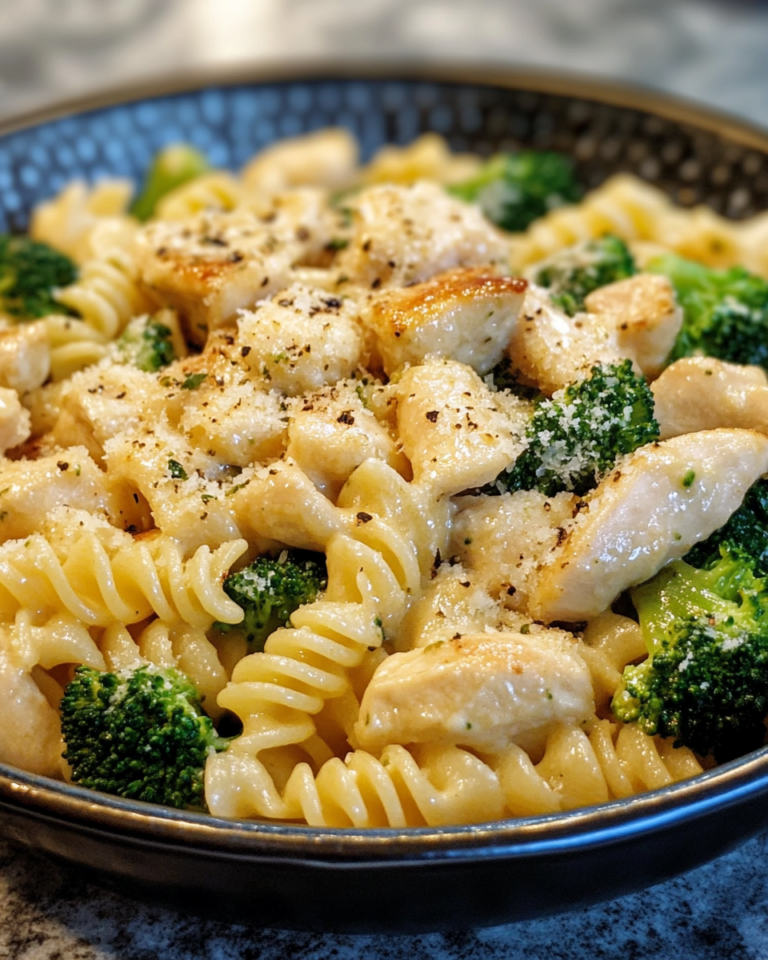Quick Cheesy Garlic Chicken And Broccoli Pasta taken with iphone 15 pro max --iw 2 --ar 4:5 --v 6.1 --raw