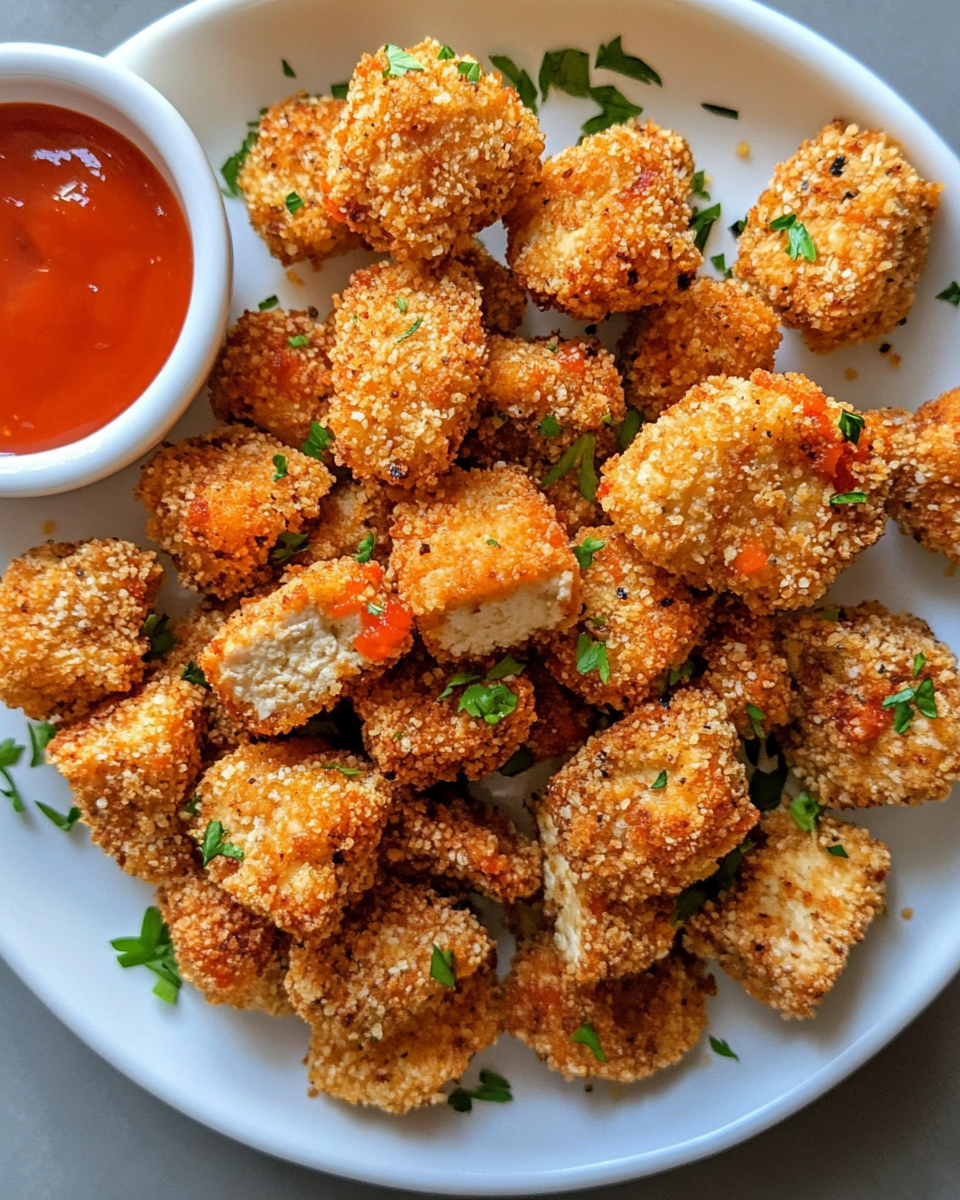 Ingredients for quinoa-crusted chicken nuggets arranged