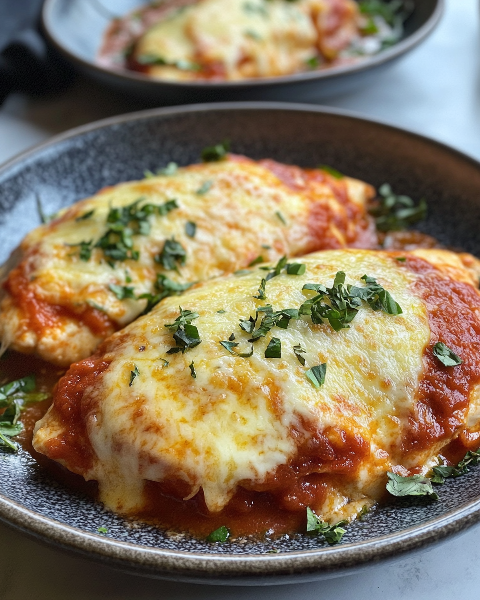 Close up of chicken parmesan cooking in pressure cooker with steam rising