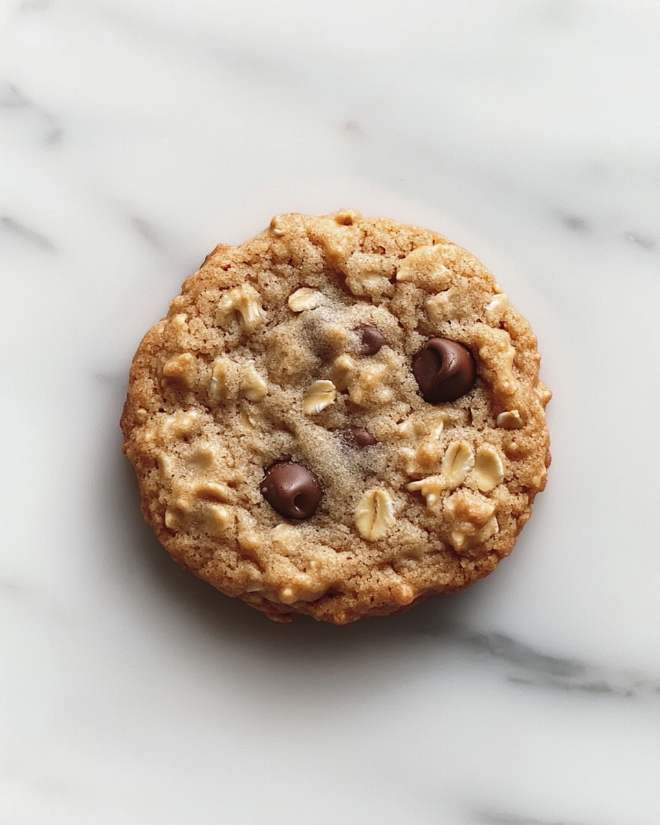 Key ingredients including butter, sugars, oat flakes, and chocolate for oatmeal cookies