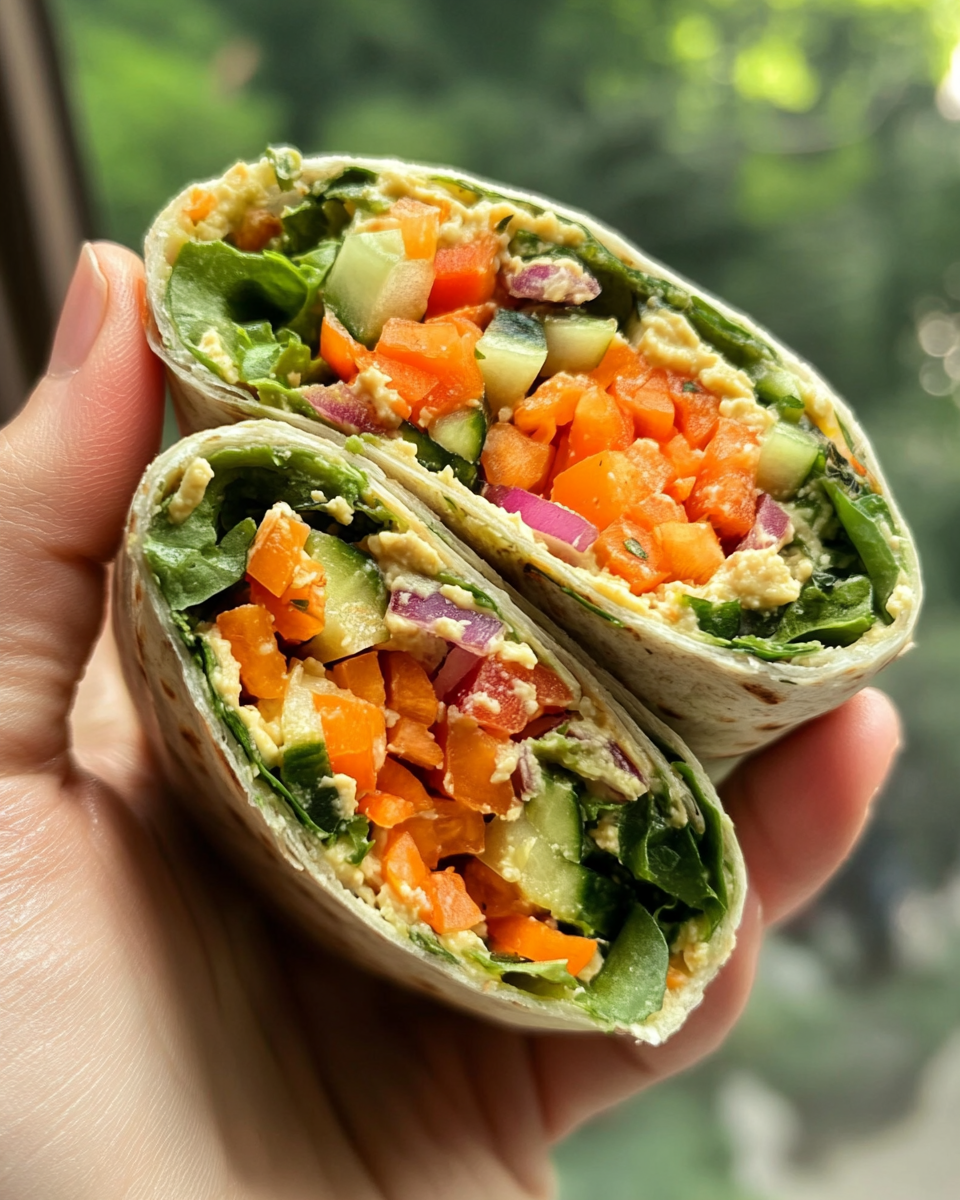 Veggie Wraps With Hummus taken with iphone 15 pro max --iw 2 --ar 4:5 --v 6.1 --raw