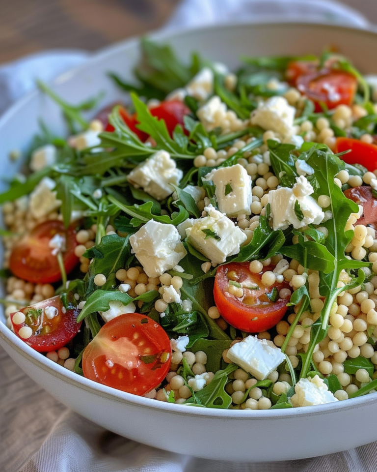 Arugula Couscous Salad Recipe With Feta taken with iphone 15 pro max --iw 2 --ar 4:5 --v 6.0 --raw