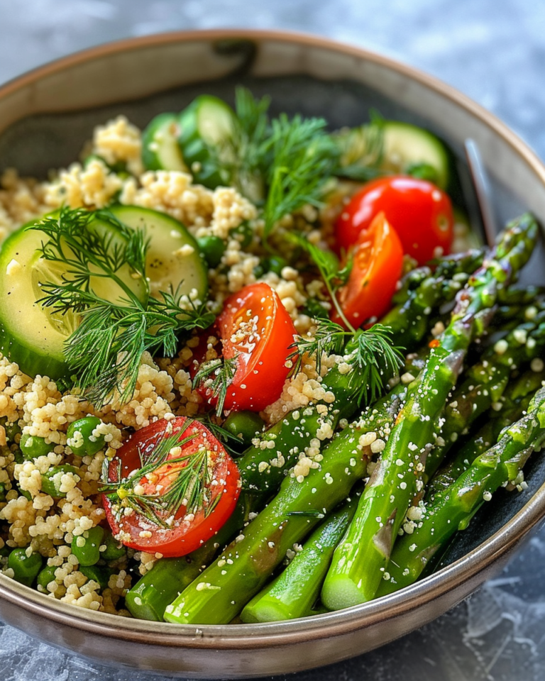 Asparagus Couscous Salad With Dill Vinaigrette taken with iphone 15 pro max --iw 2 --ar 4:5 --v 6.0 --raw