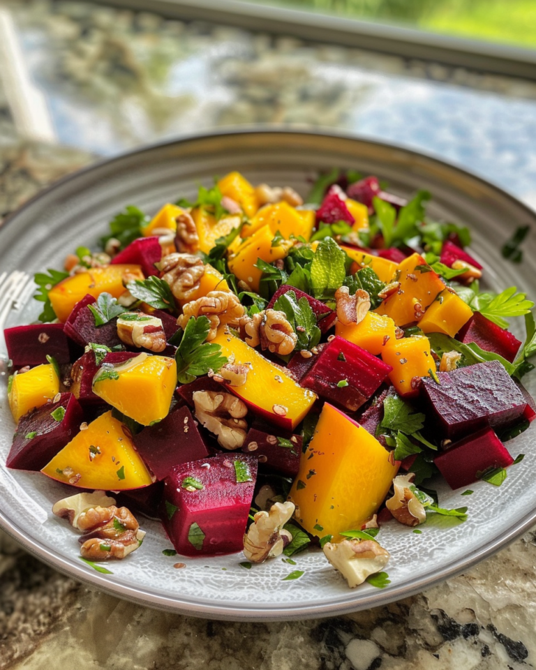 Beet And Mango Salad With Walnuts taken with iphone 15 pro max --iw 2 --ar 4:5 --v 6.0 --raw