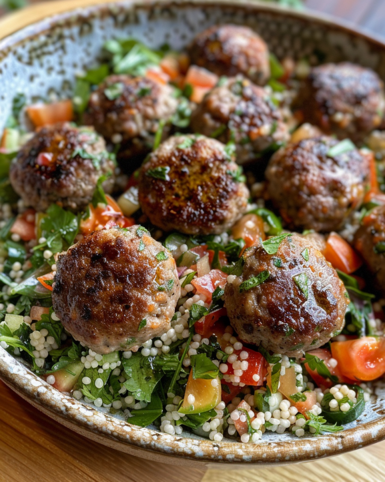 Couscous Meatball Salad taken with iphone 15 pro max --iw 2 --ar 4:5 --v 6.0 --raw