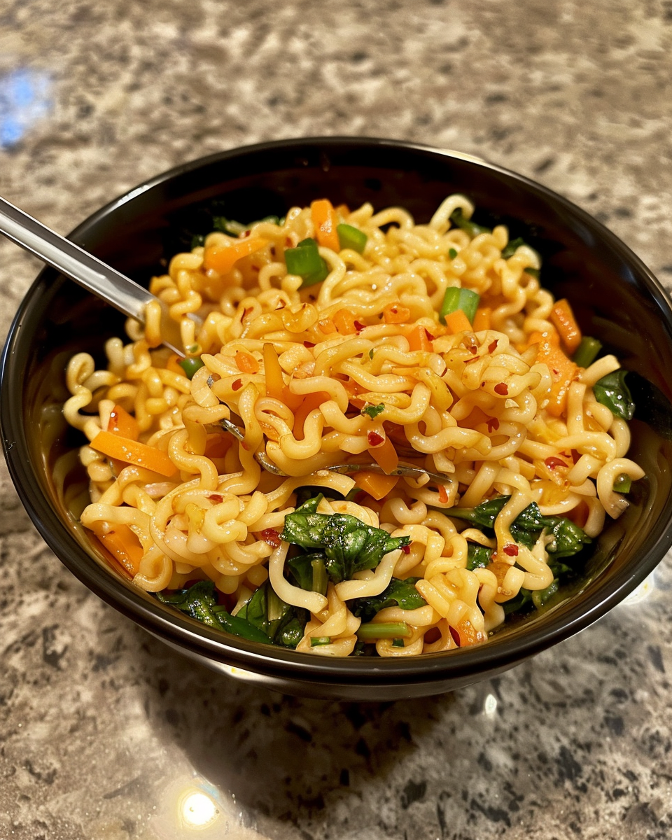 Steam curling from pressure cooker with noodles stir fry