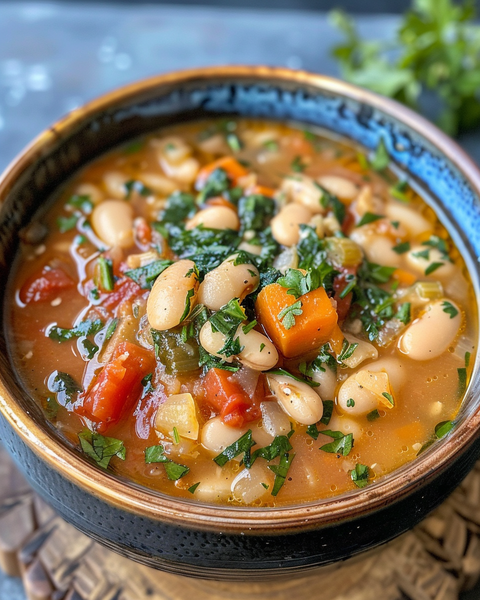 Instant Pot White Bean Soup taken with iphone 15 pro max --iw 2 --ar 4:5 --v 6.0 --raw
