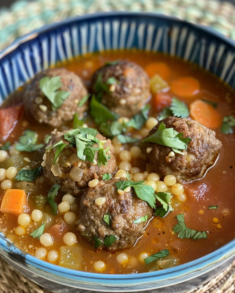 Mini Moroccan Meatball Couscous Soup taken with iphone 15 pro max --iw 2 --ar 4:5 --v 6.0 --raw