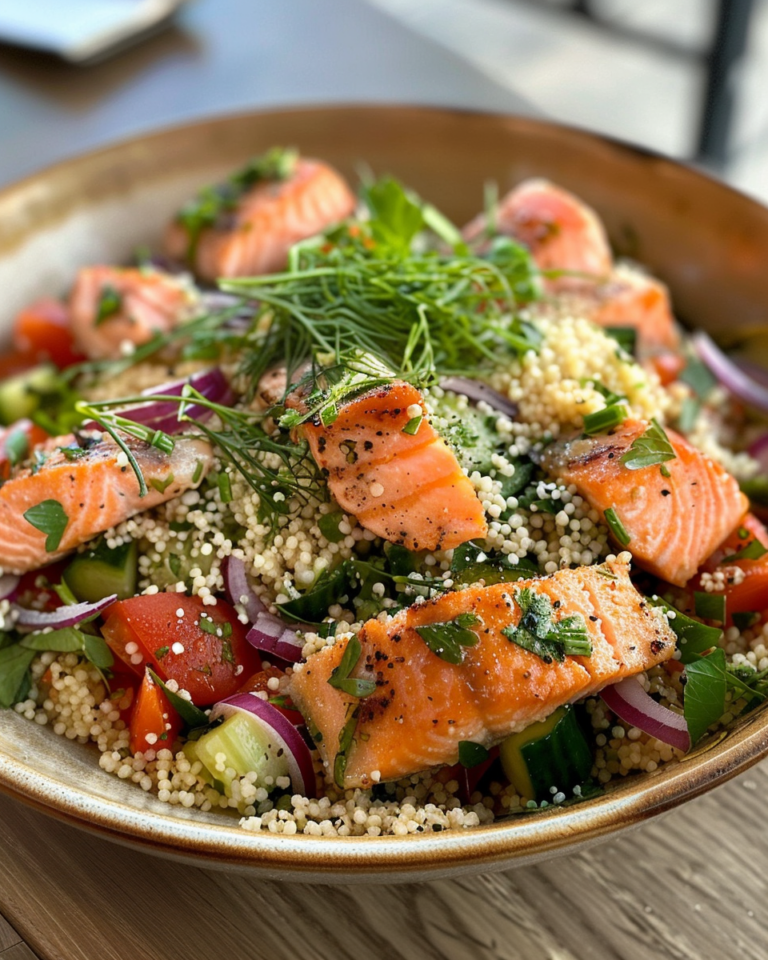 Salmon Couscous Salad taken with iphone 15 pro max --iw 2 --ar 4:5 --v 6.0 --raw
