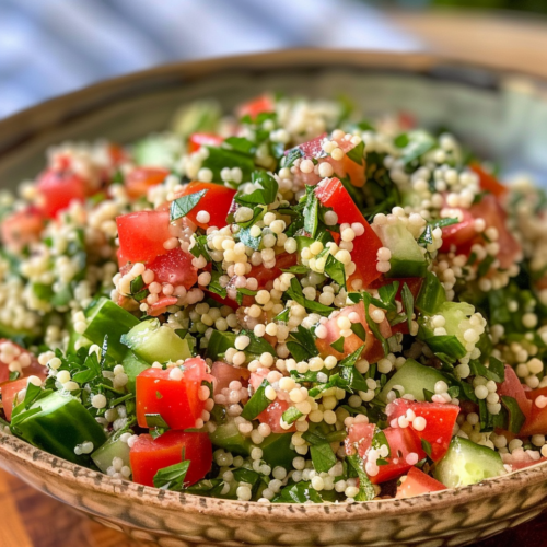 Simple Couscous Tabbouleh Salad Recipe taken with iphone 15 pro max --iw 2 --ar 4:5 --v 6.0 --raw