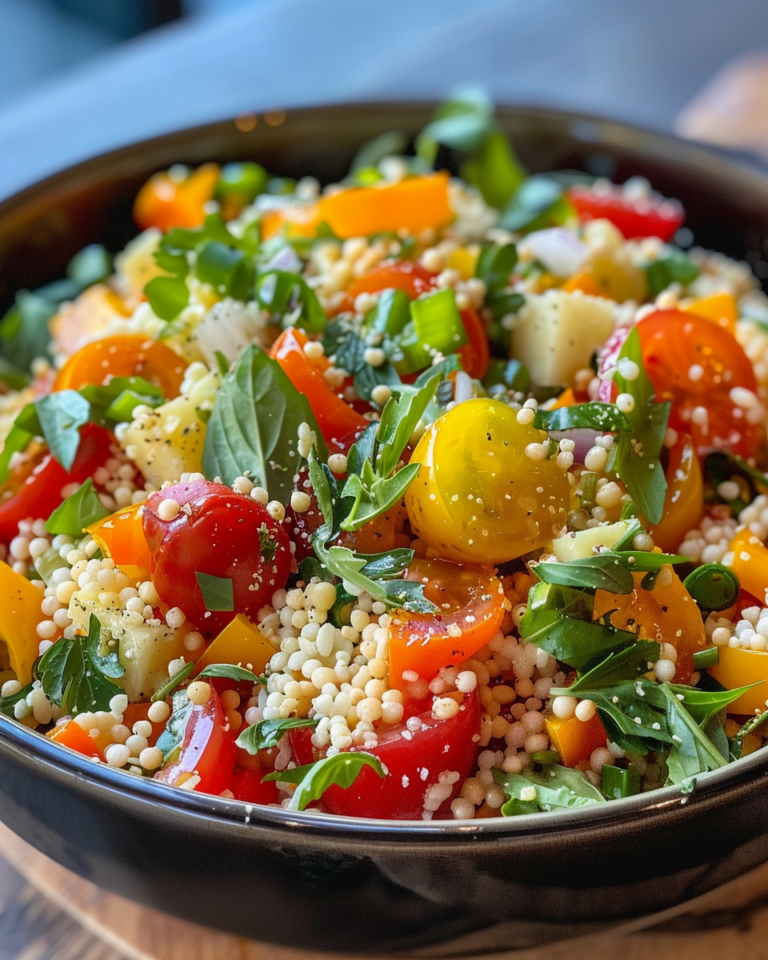 Sunnys Summertime Couscous Salad taken with iphone 15 pro max --iw 2 --ar 4:5 --v 6.0 --raw