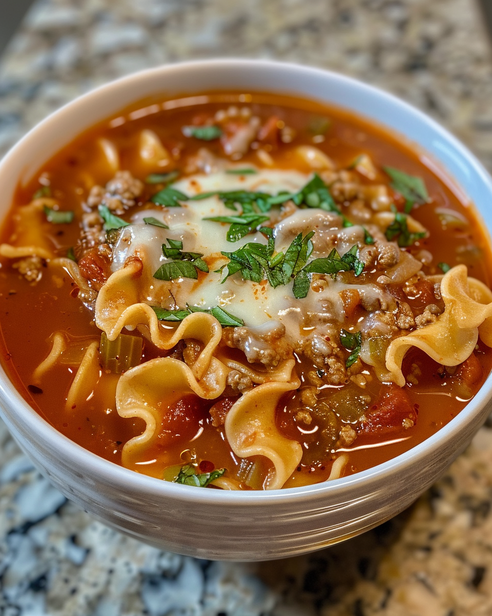 Fresh ingredients including ground beef, spicy Italian sausage, garlic, and fire roasted tomatoes for lasagna soup